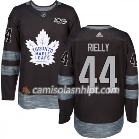 Camisola Toronto Maple Leafs Morgan Rielly 44 1917-2017 100th Anniversary Adidas Preto Authentic - Homem